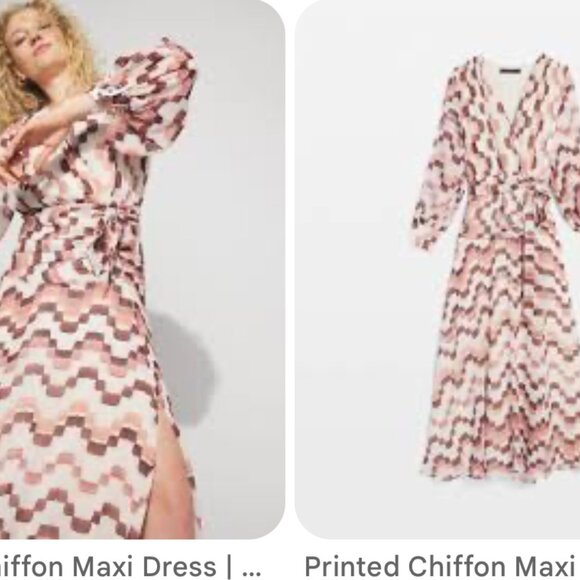 nwt WHITE HOUSE BLACK MARKET chiffon maxi dress in warm waves 8 - Picture 1 of 3